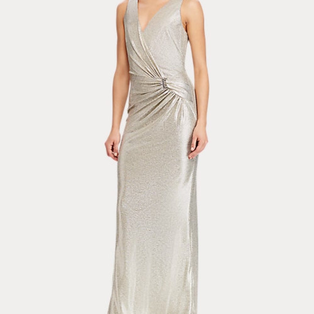 BRAND NEW Lauren gown 16 metallic gold